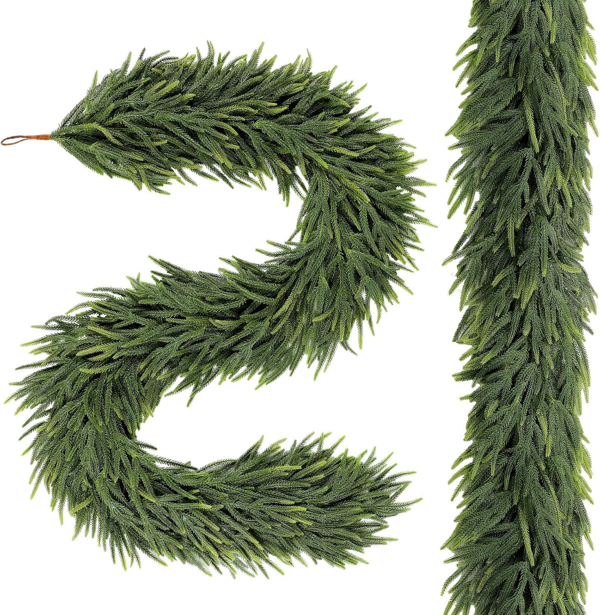 Alupssuc 2PCS 6FT Christmas Garland, Gradient Greenery Norfolk Pine Garland