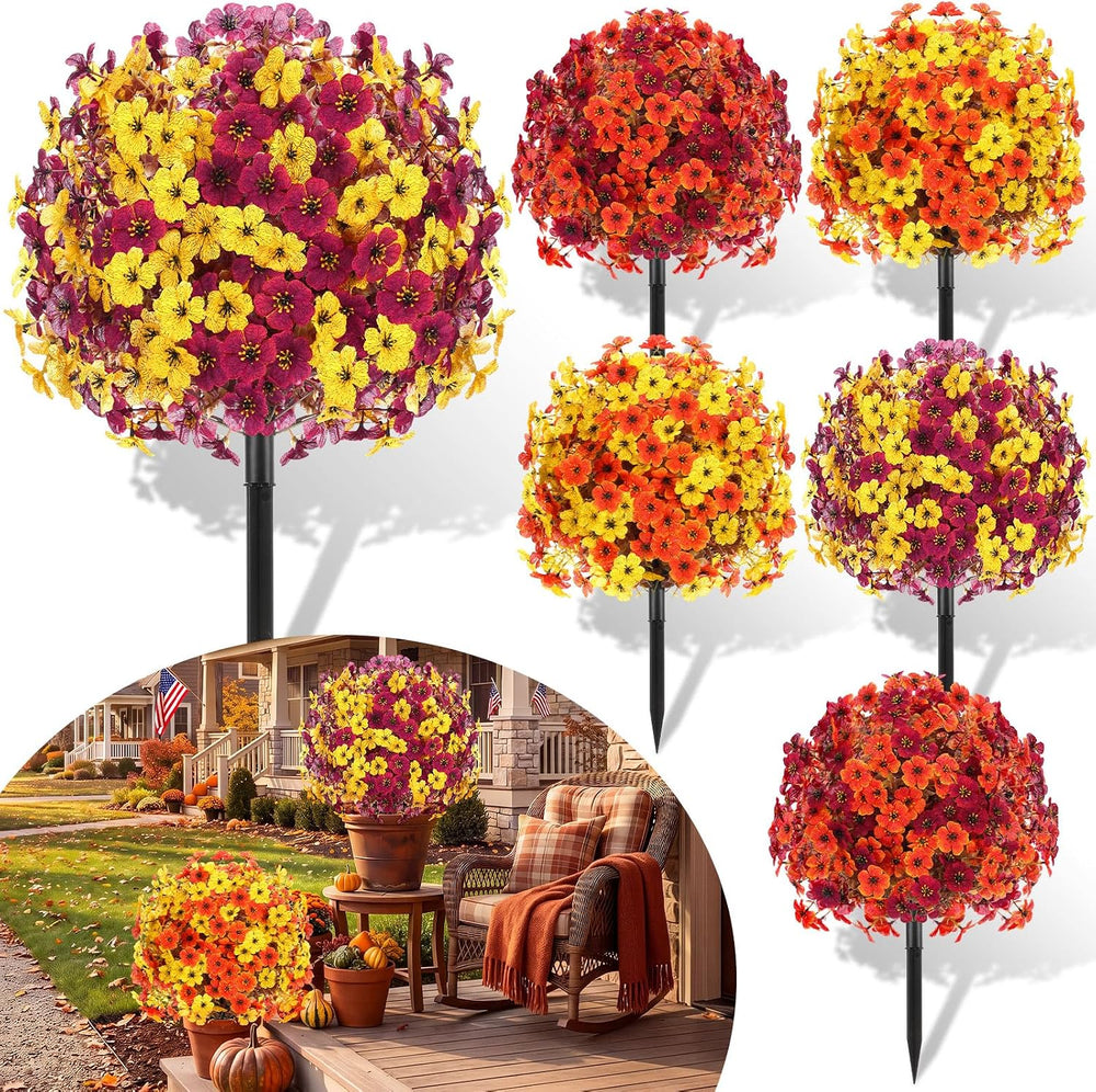 6 Pack 20" Fall Artificial Topiary Ball Trees