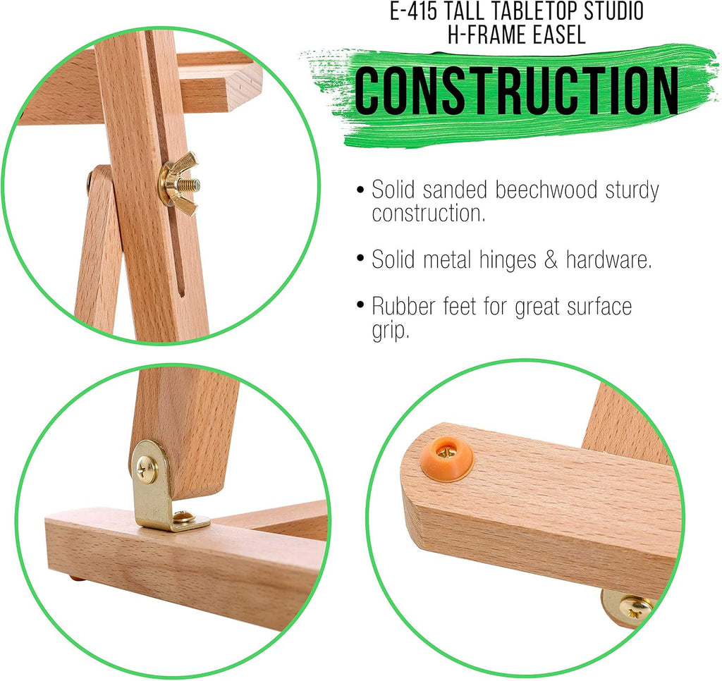 u.s. art supply 38" high wooden h-frame studio showing dimensions
