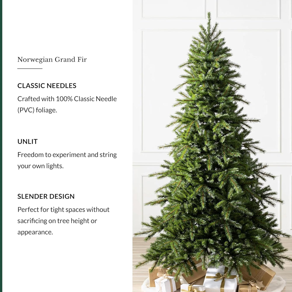 Balsam Hill Norwegian Grand Fir - Traditional Slim Artificial Christmas Tree ...