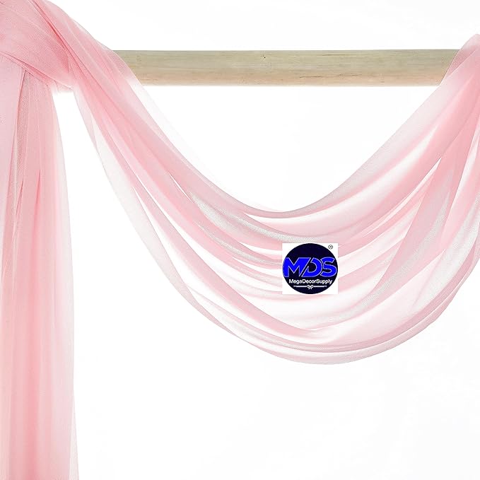 MDS Halloween Chiffon Draping Fabric - 2 Panel, 30" Wide x 40ft Long - Sheer Spooky Arbor & Canopy Drapery for Haunted House Backdrops, Party Ceilings, DIY Costumes & Themed Events - Blush Pink (Pack of 2)
