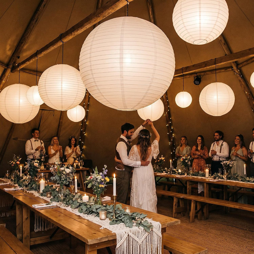 Woanger 4 Pack 30 Inch Large White Paper Lanterns for Christmas Party Decor