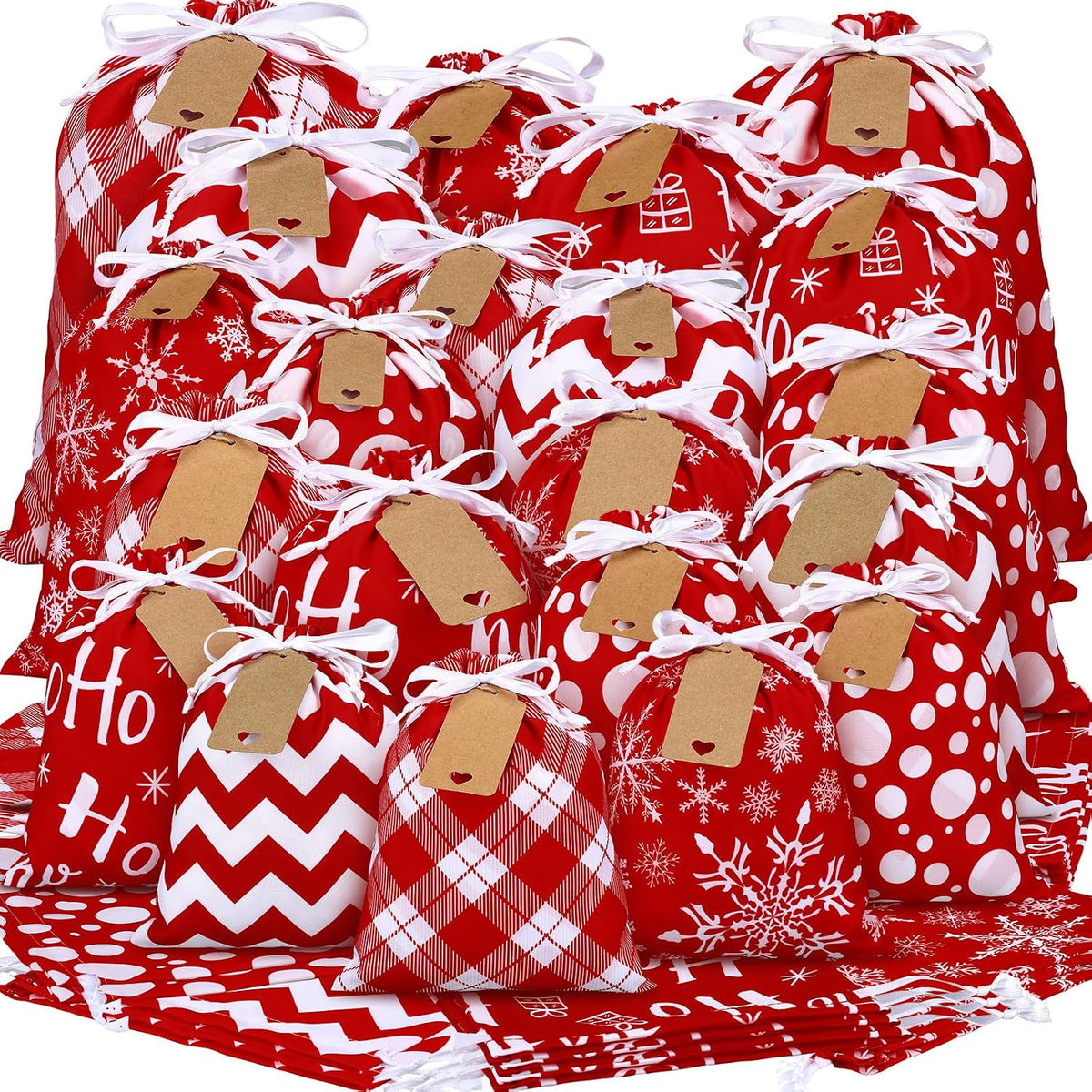 Abbylike 40 Pcs Reusable Christmas Gift Bags with Drawstrings