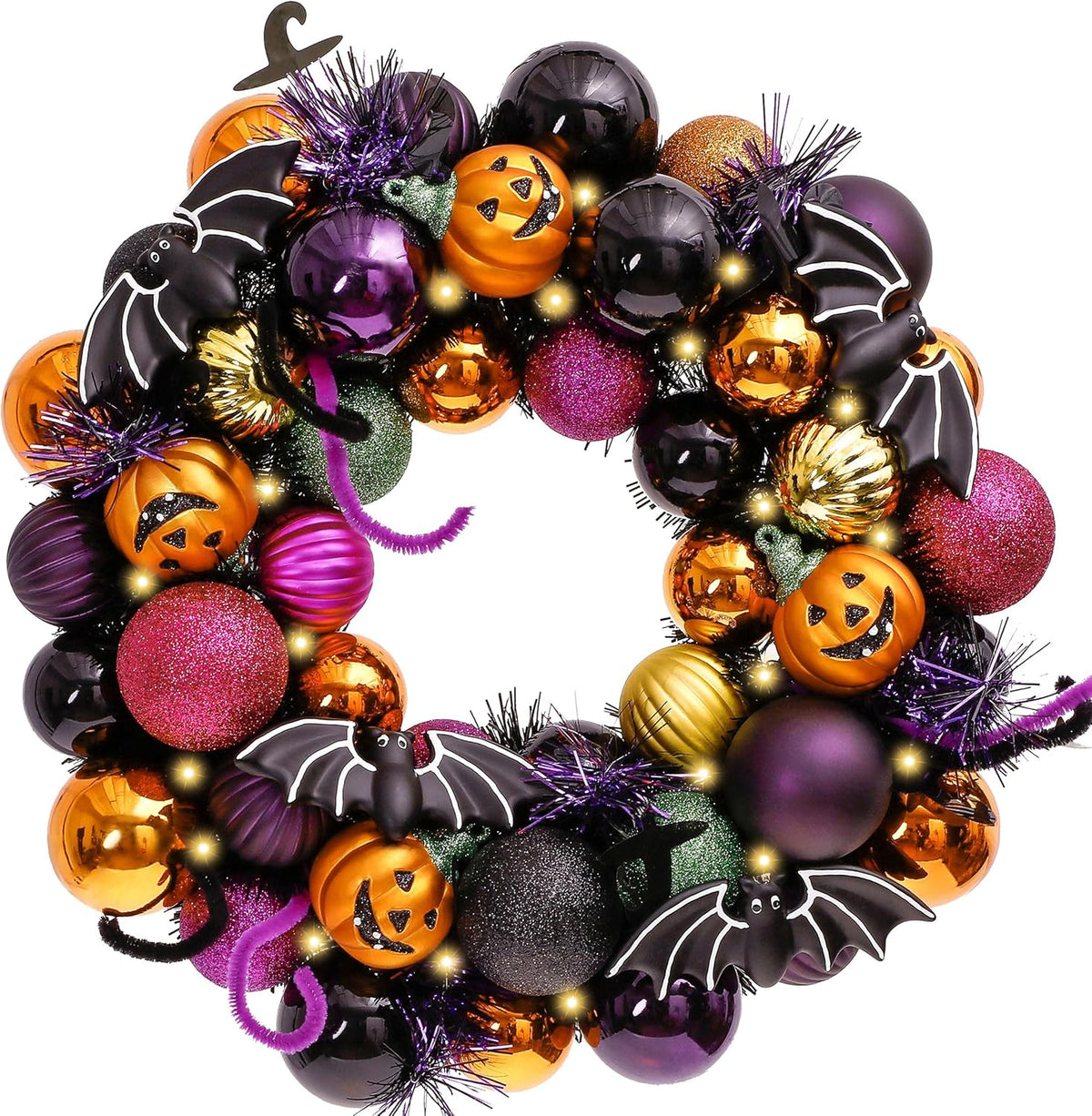 Valery Madelyn Halloween Decorations 12" Pumpkin Wreath for Front Door