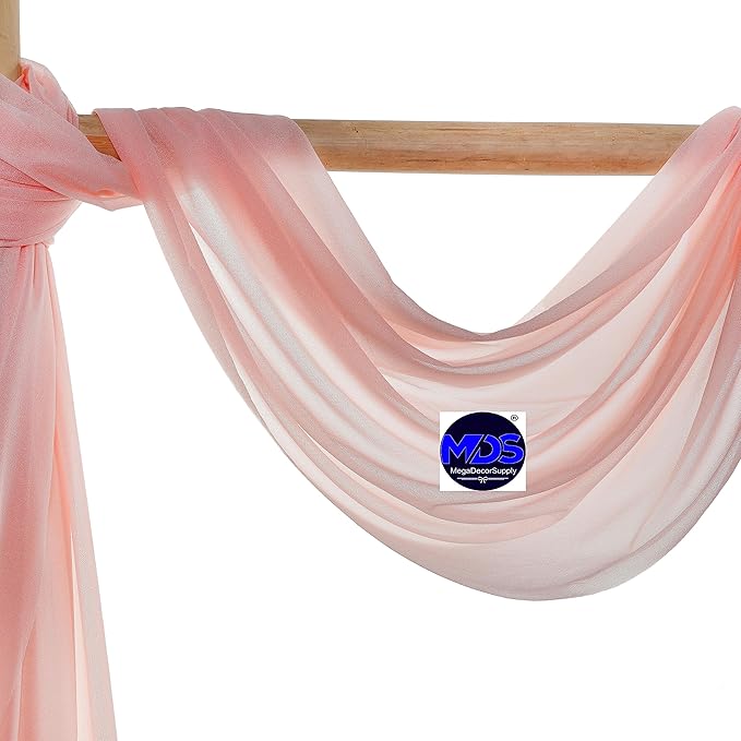 MDS Halloween Chiffon Draping Fabric - 2 Panel, 30" Wide x 40ft Long - Sheer Spooky Arbor & Canopy Drapery for Haunted House Backdrops, Party Ceilings, DIY Costumes & Themed Events - Dusty Rose (Pack of 2)