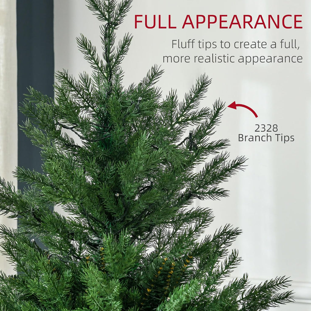 HOMCOM 6ft Tall Prelit Artificial Christmas Tree with 2328 Branches