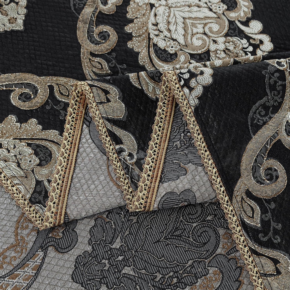 Loom and Mill Black Rectangle Tablecloth Jacquard Fabric 60 x 120 Inches