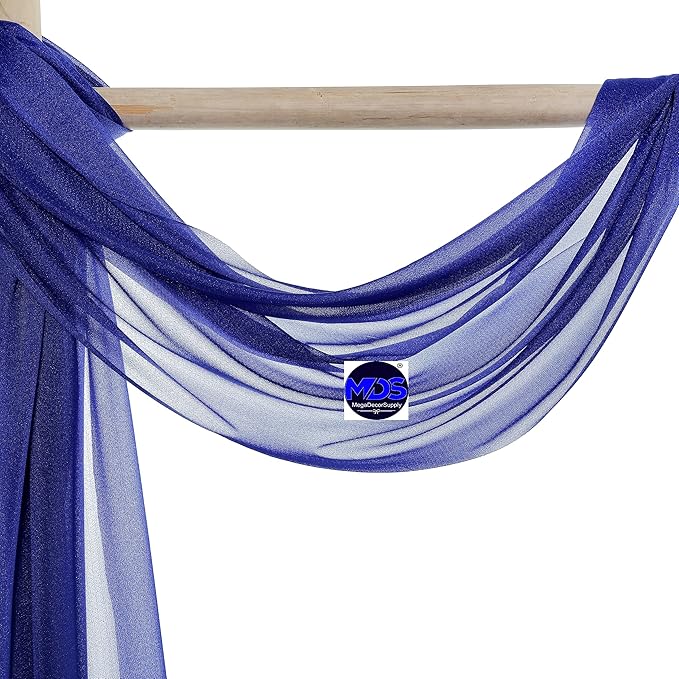 MDS Halloween Chiffon Draping Fabric - 2 Panel, 30" Wide x 100ft Long - Sheer Spooky Arbor & Canopy Drapery for Haunted House Backdrops, Party Ceilings, DIY Costumes & Themed Events - Royal Blue (Pack of 2)