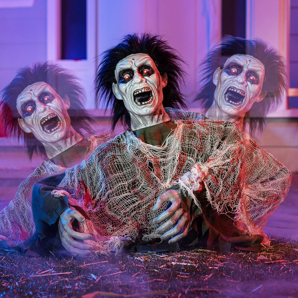 JOYIN Halloween Outdoor Decoration Zombie Groundbreaker, Animatronics Zombie ...