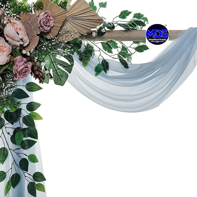 MDS Halloween Chiffon Draping Fabric - 2 Panel, 30" Wide x 40ft Long - Sheer Spooky Arbor & Canopy Drapery for Haunted House Backdrops, Party Ceilings, DIY Costumes & Themed Events - Baby Blue (Pack of 2)