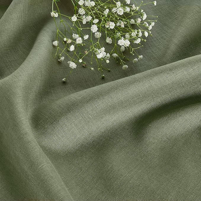 Solino Home Linen Tablecloth 60 x 90 Inch - 100% Pure Linen Oil Green Table Cloth for Rectangle Tables - Fete, Machine Washable Tablecloth for Fall, Autumn, Thanksgiving, Christmas