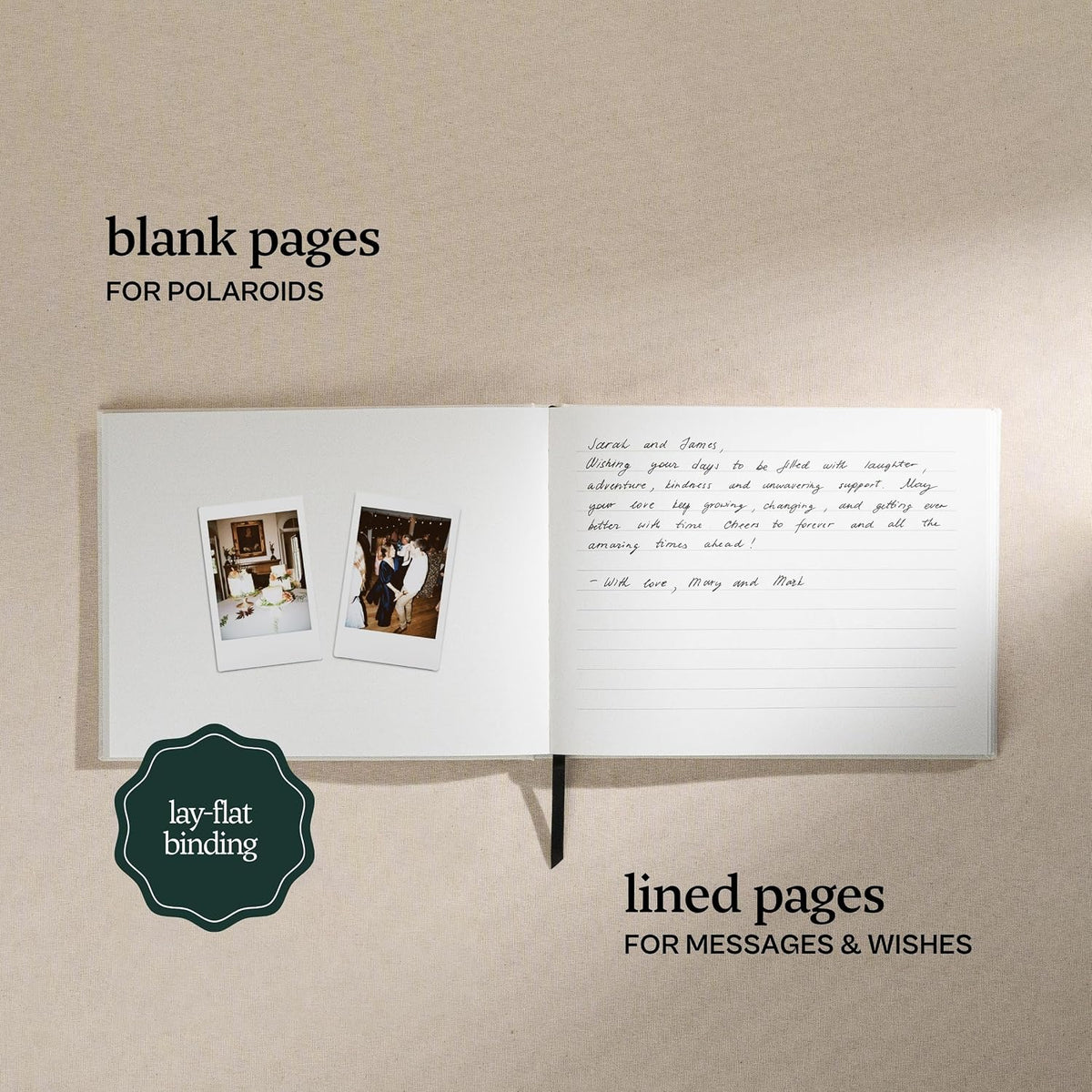 Kunitsa Co. Wedding Guest Book - Blank Sign in Book for Special Occasions, Oat Linen Cover