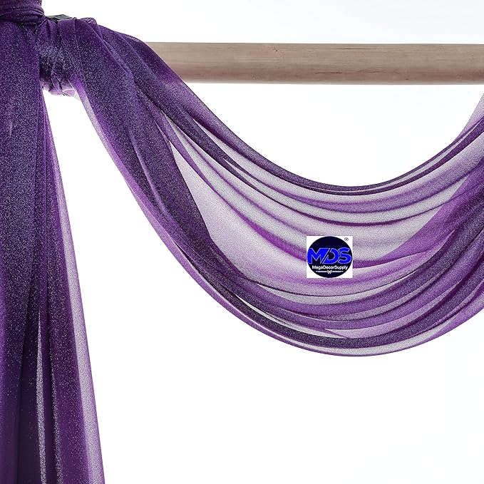 MDS Halloween Chiffon Draping Fabric - 2 Panel, 30" Wide x 30ft Long - Sheer Spooky Arbor & Canopy Drapery for Haunted House Backdrops, Party Ceilings, DIY Costumes & Themed Events - Cadbury Purple (Pack of 2)