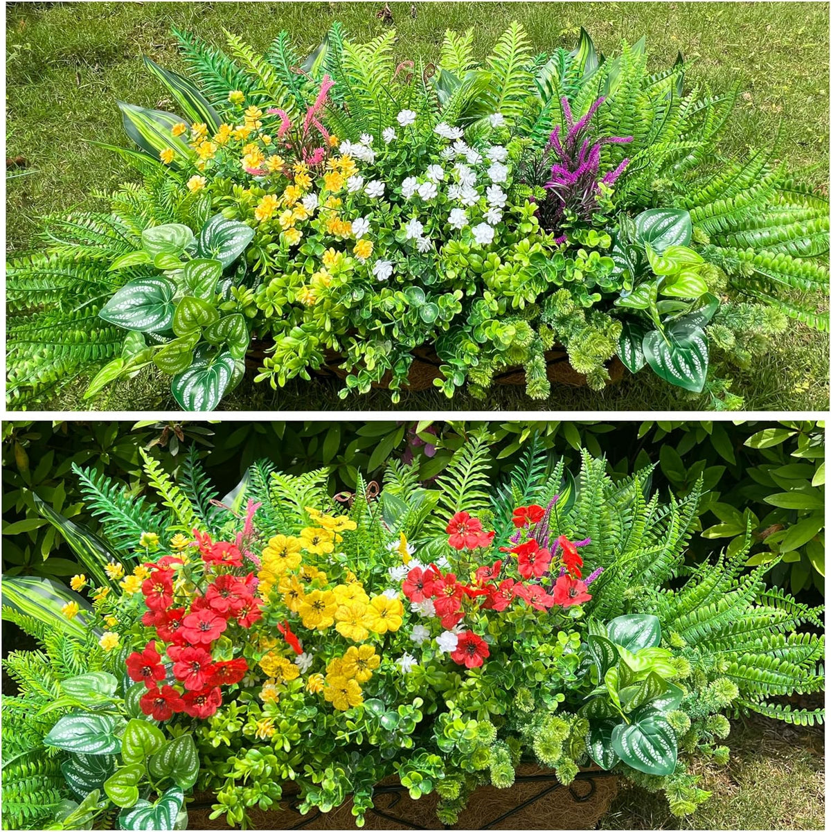 Alupssuc 24 Pcs Artificial Plants Flowers for Outdoors UV Resistant Decor