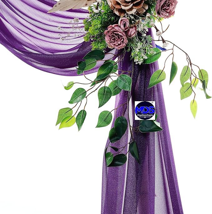 MDS Halloween Chiffon Draping Fabric - 2 Panel, 30" Wide x 100ft Long - Sheer Spooky Arbor & Canopy Drapery for Haunted House Backdrops, Party Ceilings, DIY Costumes & Themed Events - Cadbury Purple (Pack of 2)