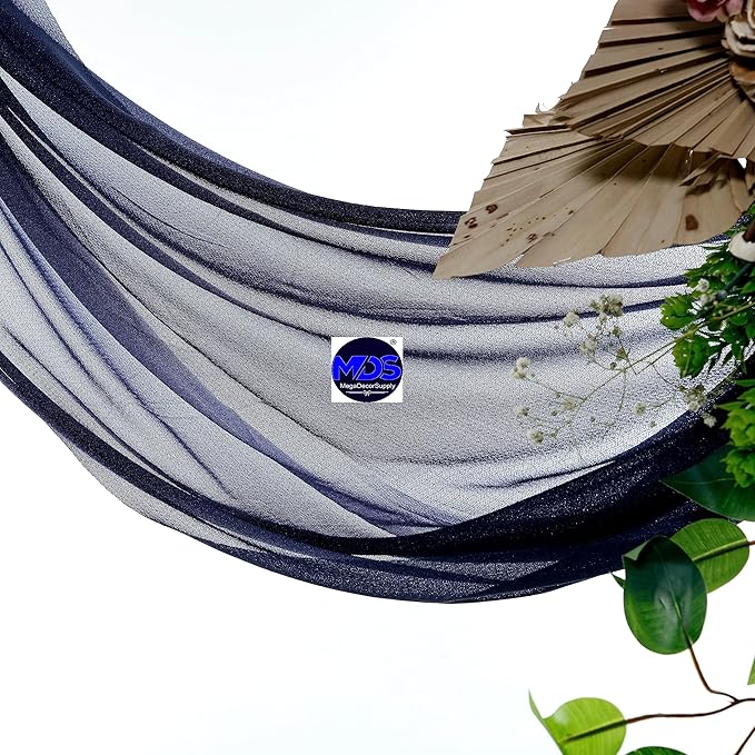 MDS Halloween Chiffon Draping Fabric - 2 Panel, 30" Wide x 50ft Long - Sheer Spooky Arbor & Canopy Drapery for Haunted House Backdrops, Party Ceilings, DIY Costumes & Themed Events - Navy Blue (Pack of 2)