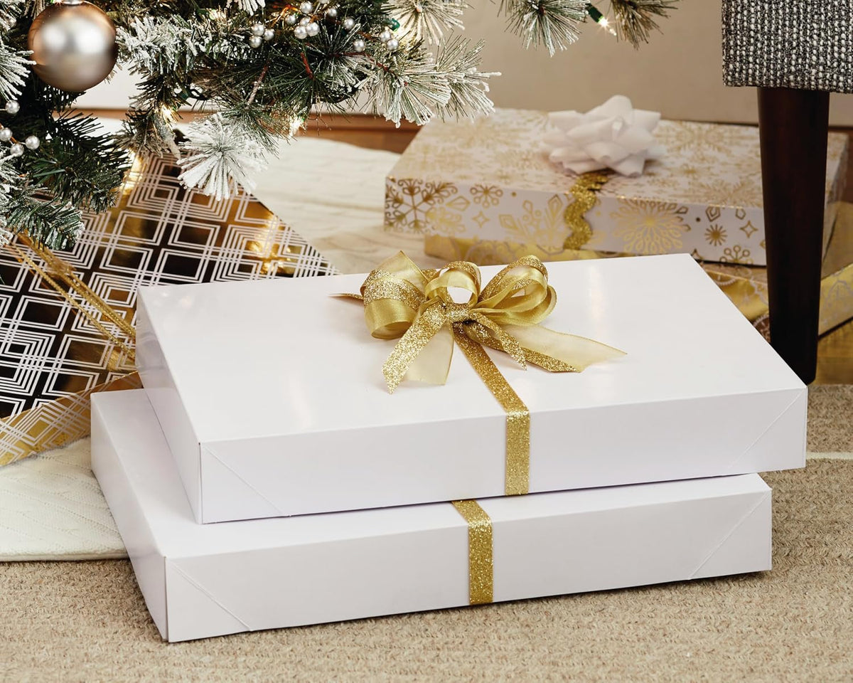 Hallmark 17" XL Gift Boxes with Lids (12 White Robe Boxes, White) for Birthdays, Graduations, Christmas, Weddings, Bridal Showers, (Pack of 2)
