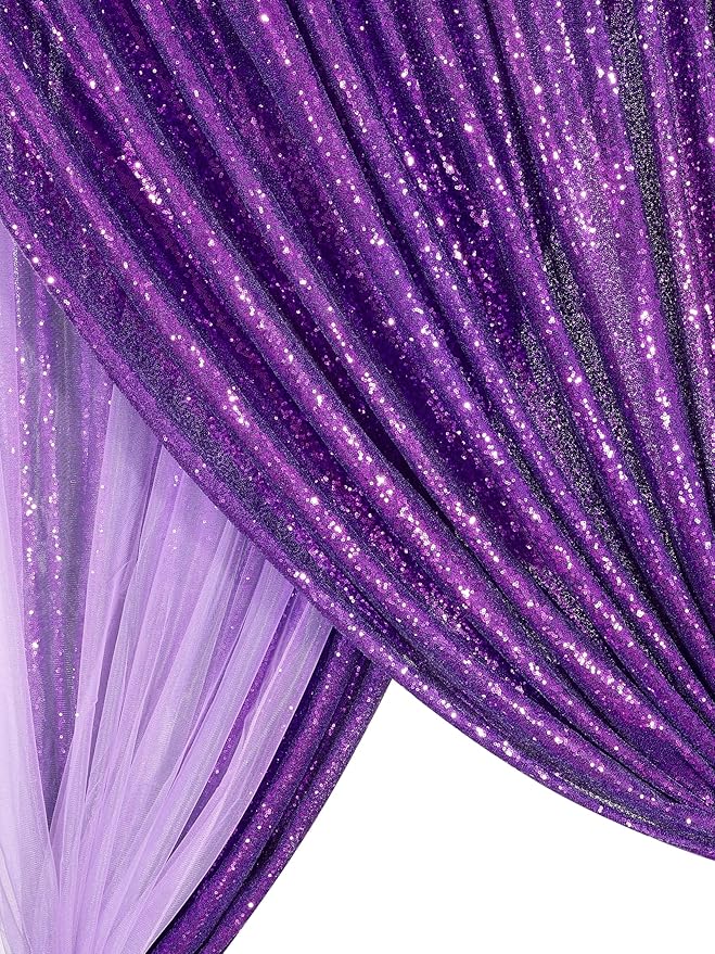 7ft x 7ft Purple Sequin Backdrop Glitter Party Backdrop Curtains Photo Background for Baby Shower Wedding Wall Decorations
