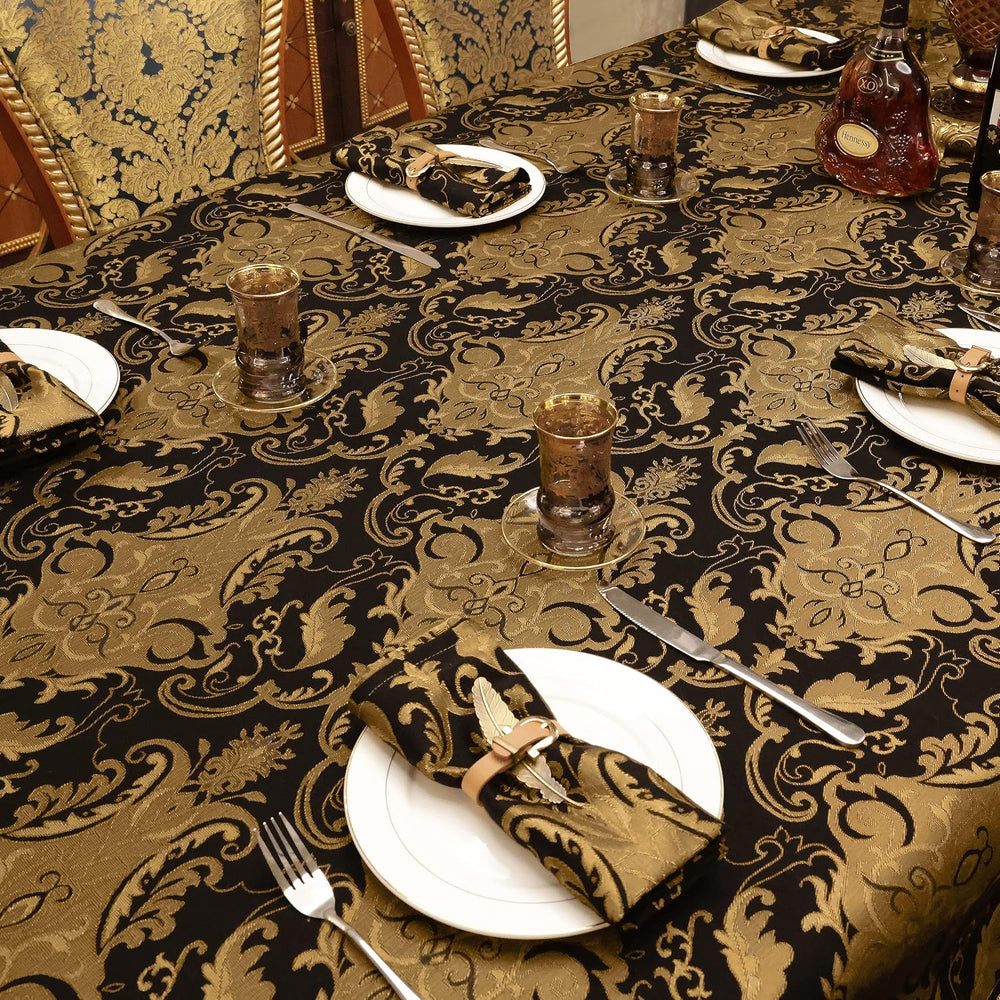 Loom and Mill Luxury Rectangle Fabric Tablecloth 60x120 Inch, Black