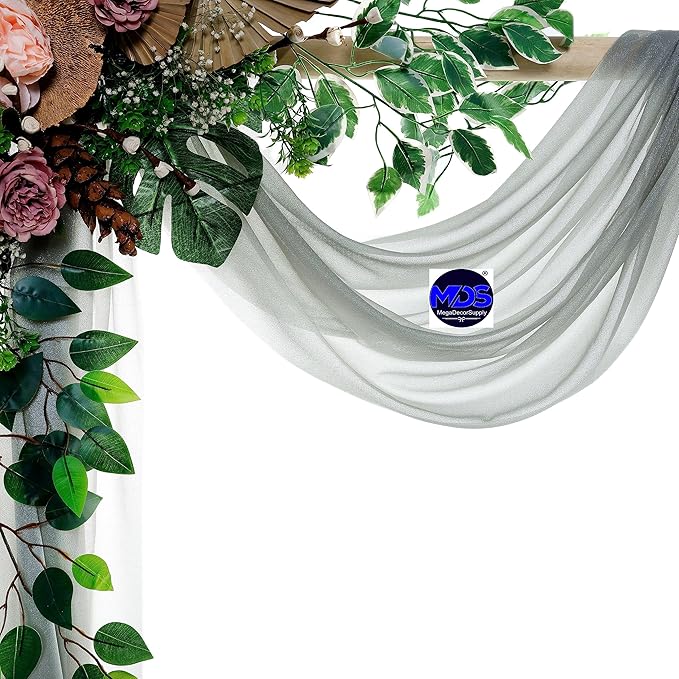 MDS Halloween Chiffon Draping Fabric - 2 Panel, 30" Wide x 30ft Long - Sheer Spooky Arbor & Canopy Drapery for Haunted House Backdrops, Party Ceilings, DIY Costumes & Themed Events - Gray (Pack of 2)