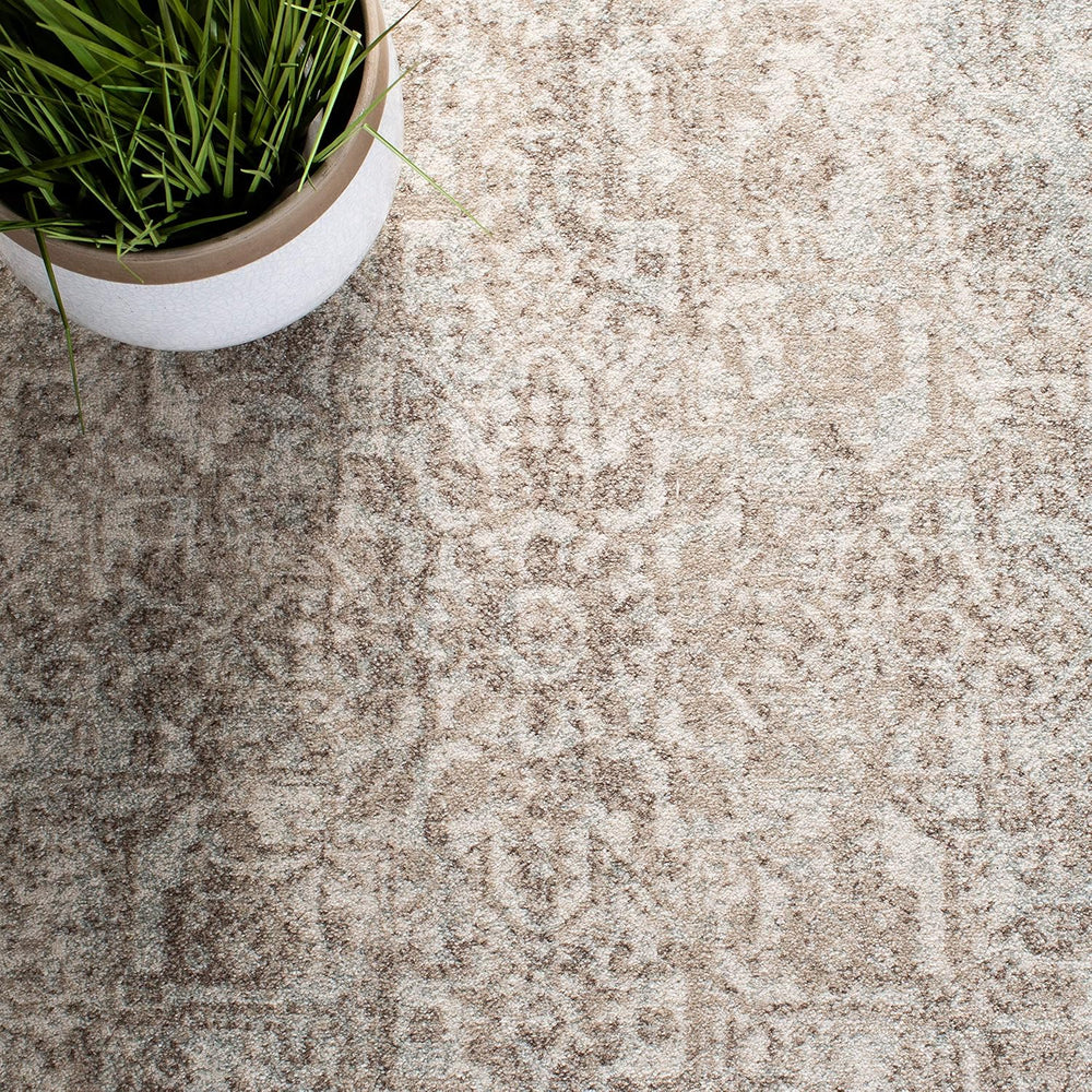 SAFAVIEH Evoke Area Rug 8x10 Large, Ivory & Taupe EVK256E