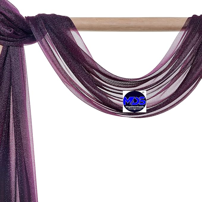 MDS Halloween Chiffon Draping Fabric - 2 Panel, 30" Wide x 40ft Long - Sheer Spooky Arbor & Canopy Drapery for Haunted House Backdrops, Party Ceilings, DIY Costumes & Themed Events - Eggplant (Pack of 2)