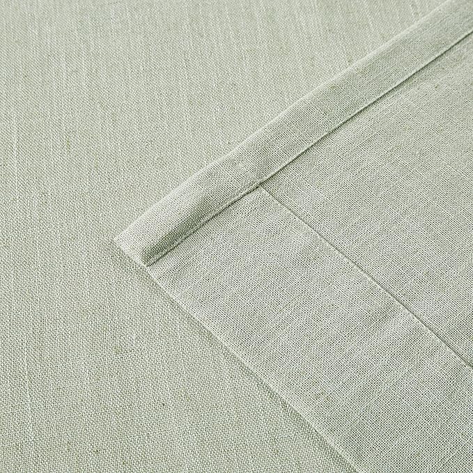 Vision Home Pinch Pleated Semi Sheer Curtains Textured Linen Blended Light Filtering Window Curtains 84 inch for Living Room Bedroom Pinch Pleat Drapes with Hooks 2 Panels 40" Wx84 L,Soft Green