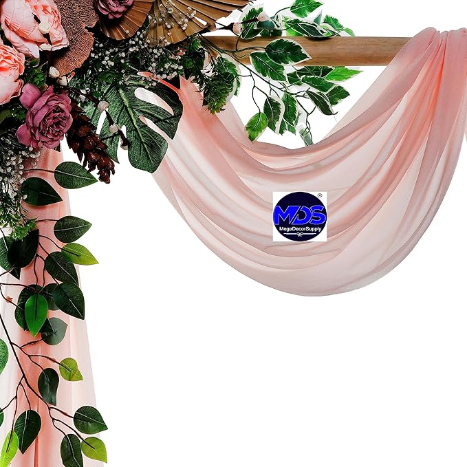 MDS Halloween Chiffon Draping Fabric - 2 Panel, 30" Wide x 50ft Long - Sheer Spooky Arbor & Canopy Drapery for Haunted House Backdrops, Party Ceilings, DIY Costumes & Themed Events - Dusty Rose (Pack of 2)