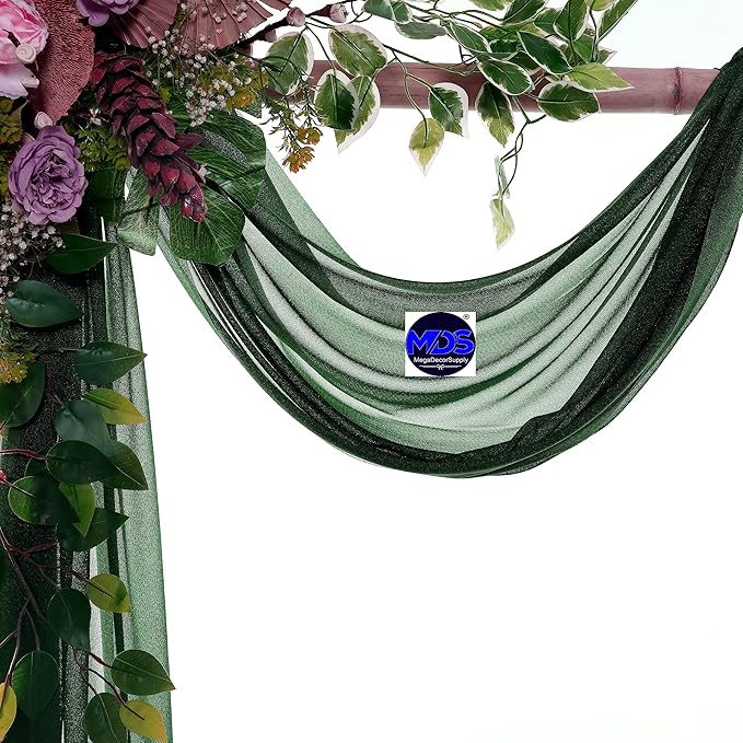 MDS Halloween Chiffon Draping Fabric - 2 Panel, 30" Wide x 50ft Long - Sheer Spooky Arbor & Canopy Drapery for Haunted House Backdrops, Party Ceilings, DIY Costumes & Themed Events - Hunter Green (Pack of 2)