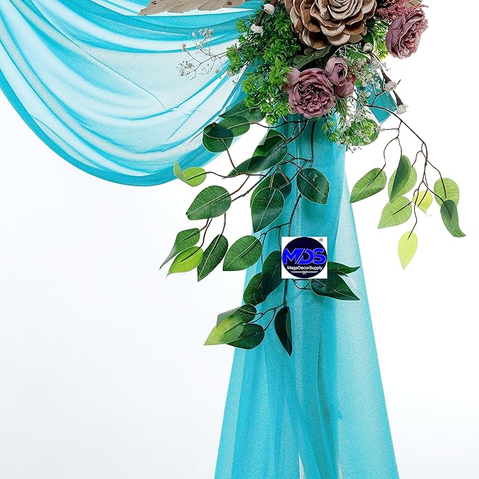 MDS Halloween Chiffon Draping Fabric - 2 Panel, 30" Wide x 30ft Long - Sheer Spooky Arbor & Canopy Drapery for Haunted House Backdrops, Party Ceilings, DIY Costumes & Themed Events - Peacock Blue (Pack of 2)