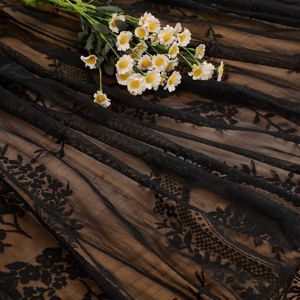 Black Lace Tablecloth Vintage Table Cloth(Black,95”x55”,Rectangular)