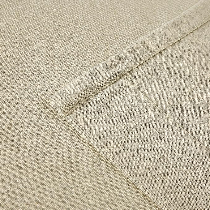 Vision Home Sand Pinch Pleated Semi Sheer Curtains Textured Linen Blended Light Filtering Window Curtains 112 inch for Living Room Bedroom Patio Pinch Pleat Drapes with Hooks 1 Panel 84" Wx112 L