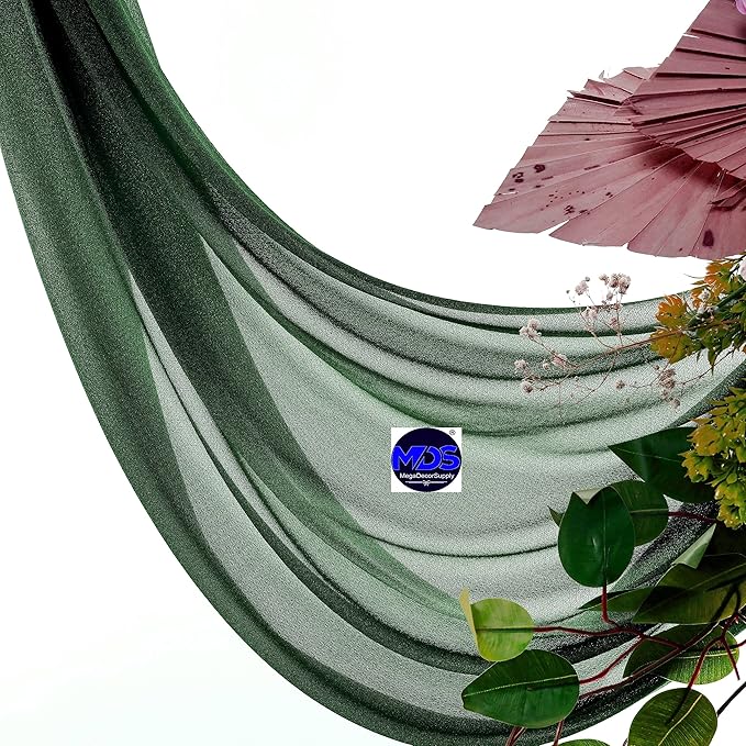 MDS Halloween Chiffon Draping Fabric - 2 Panel, 30" Wide x 50ft Long - Sheer Spooky Arbor & Canopy Drapery for Haunted House Backdrops, Party Ceilings, DIY Costumes & Themed Events - Hunter Green (Pack of 2)