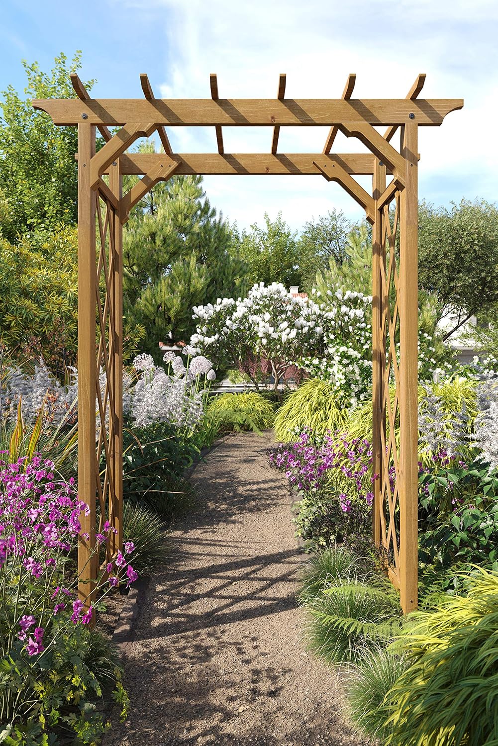 Vita Heartwood Cedar Wood Arbor – 55" x 88" Golden Brown Garden Arch, Durable Trellis for Climbing Plants, Easy Assembly, Ideal for Wedding Ceremony, Backyard Décor & Garden Entrance