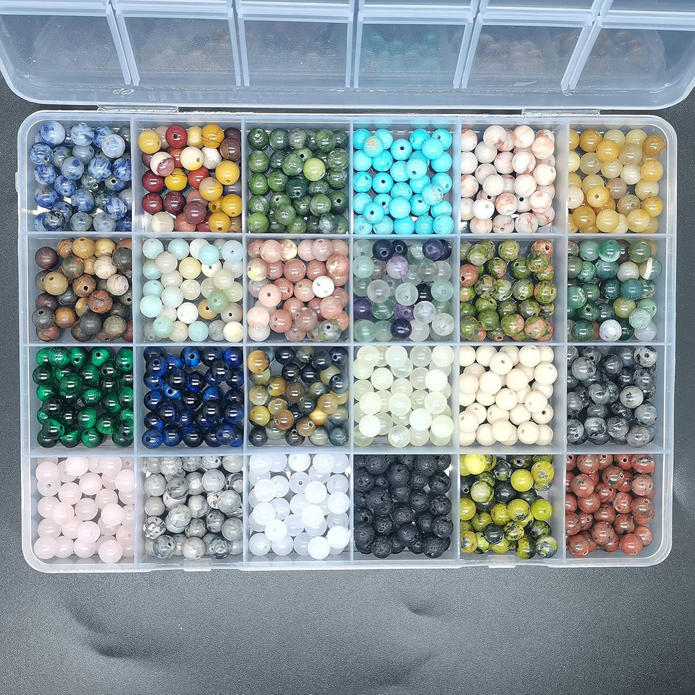 720pcs 6mm Natural Round Stone Beads Gemstone Beading Hole Size 1mm Crystal E...