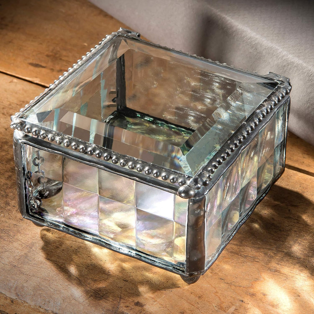 J Devlin Personalized Confirmation Glass Keepsake Box, Clear Cube