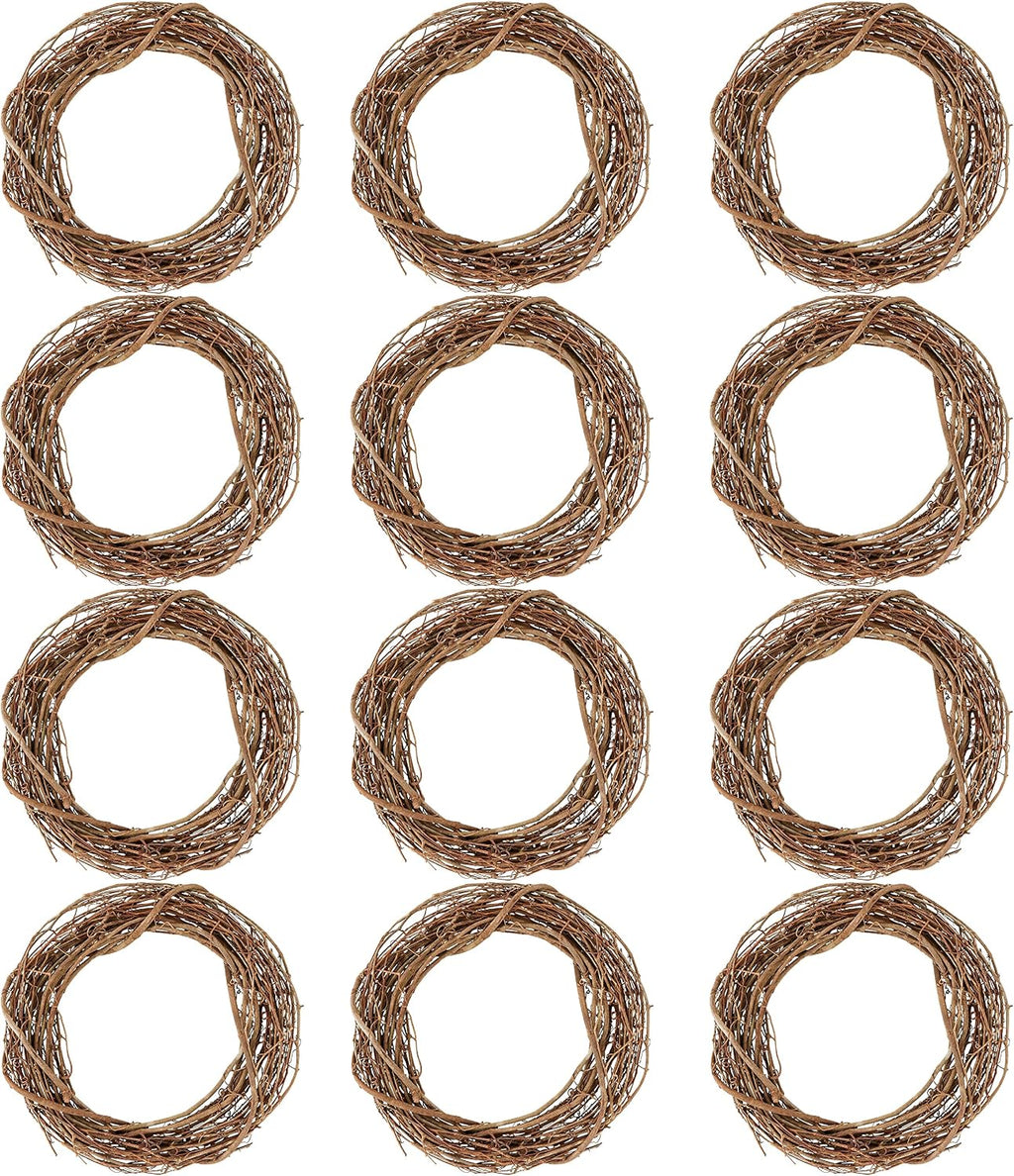 Ashland 14" Natural Grapevine Wreath - Ready-to-Decorate Rustic Home Decor for Weddings, Birthdays, Parties, and Holidays - Bulk 12 Pack