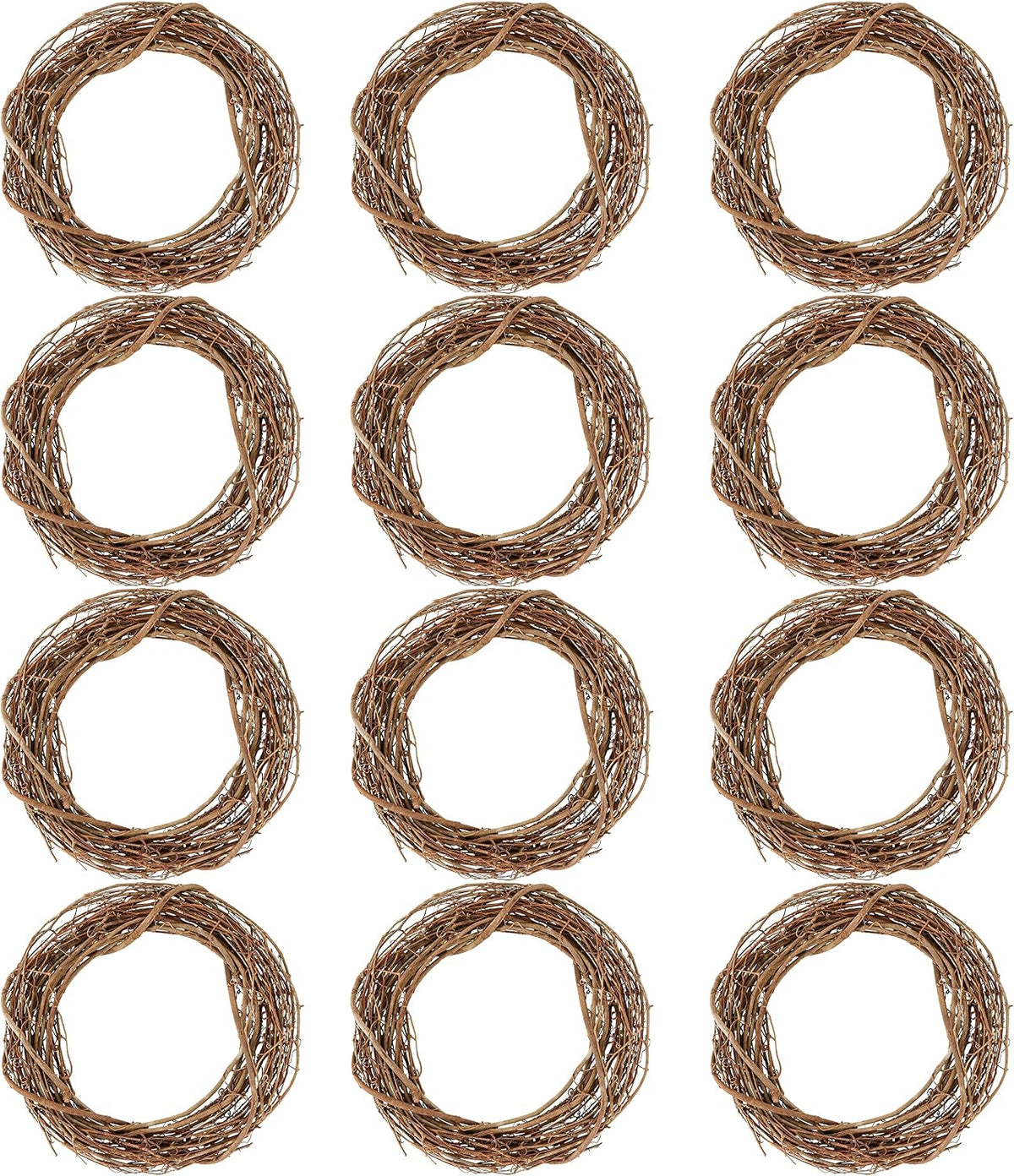 Ashland 14" Natural Grapevine Wreath - Ready-to-Decorate Rustic Home Decor for Weddings, Birthdays, Parties, and Holidays - Bulk 12 Pack