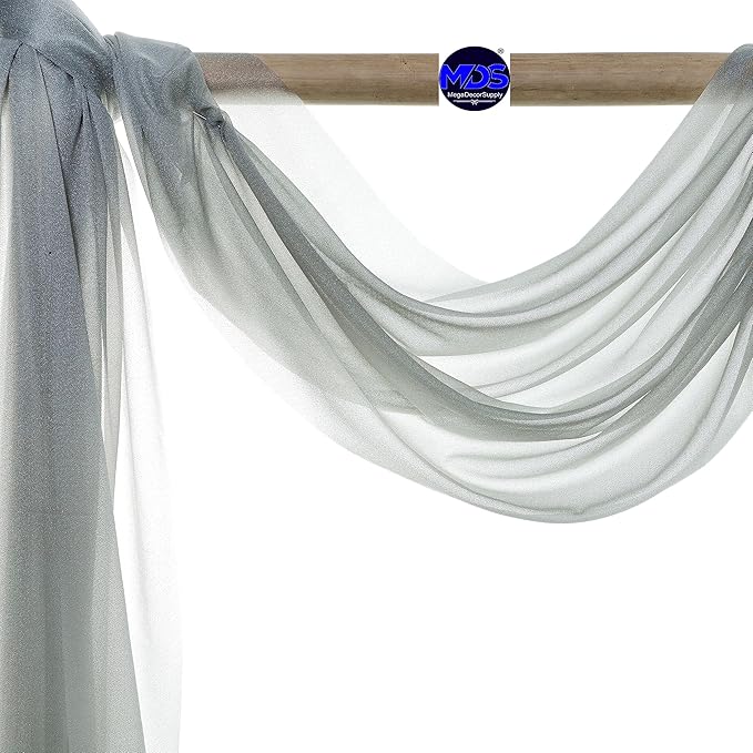 MDS Halloween Chiffon Draping Fabric - 2 Panel, 30" Wide x 50ft Long - Sheer Spooky Arbor & Canopy Drapery for Haunted House Backdrops, Party Ceilings, DIY Costumes & Themed Events - Gray (Pack of 2)