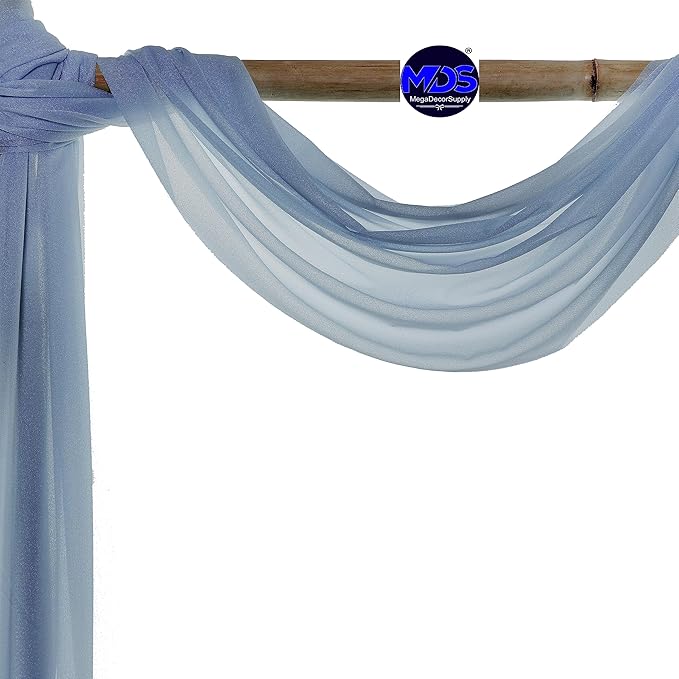 MDS Halloween Chiffon Draping Fabric - 2 Panel, 30" Wide x 30ft Long - Sheer Spooky Arbor & Canopy Drapery for Haunted House Backdrops, Party Ceilings, DIY Costumes & Themed Events - Dusty Blue (Pack of 2)