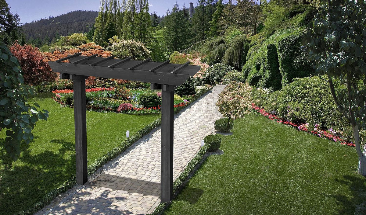 vita charcoal gray wildwood cedar arbor – 72" shown in use