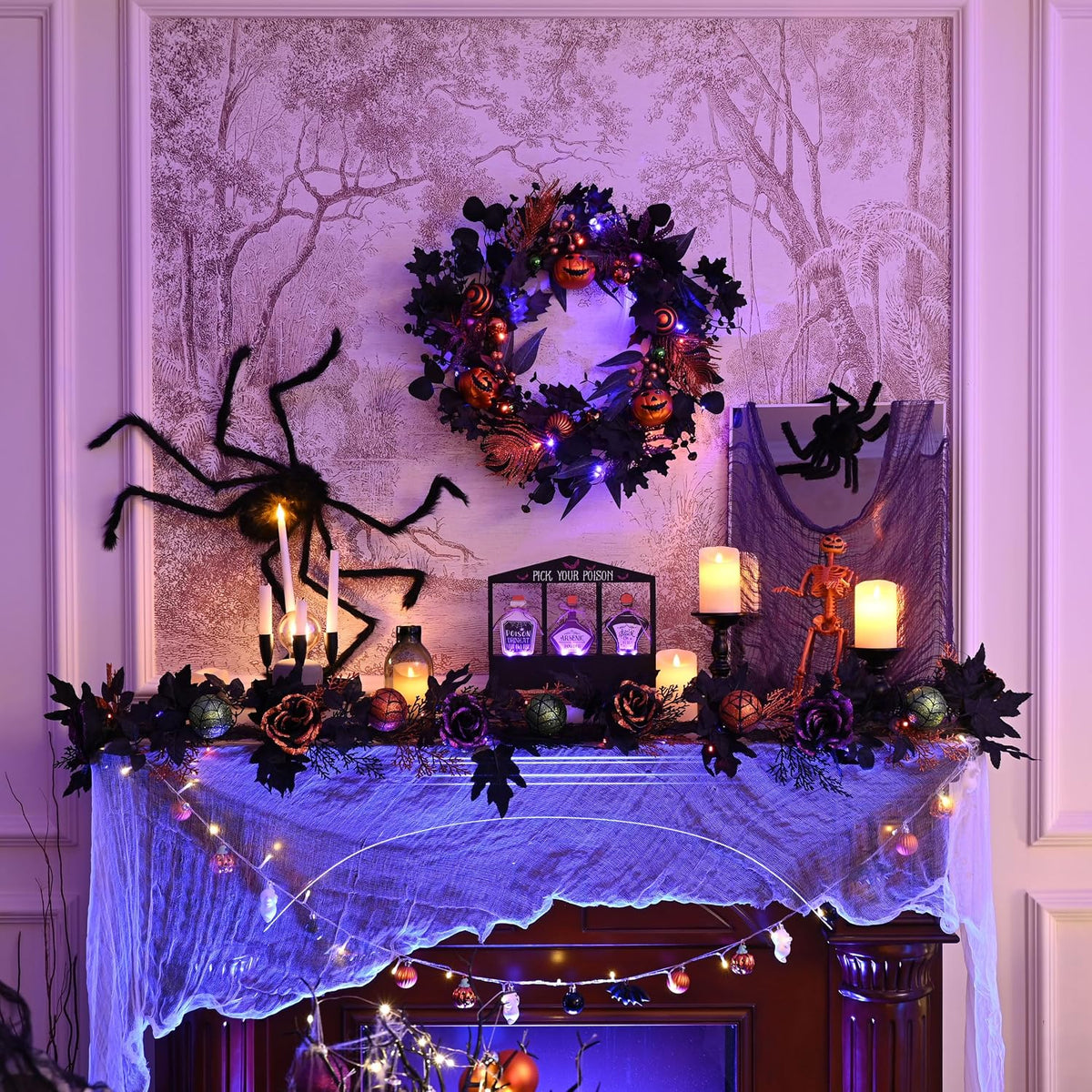 Valery Madelyn 6ft Pre-Lit Halloween Garland for Mantle Party Decorations