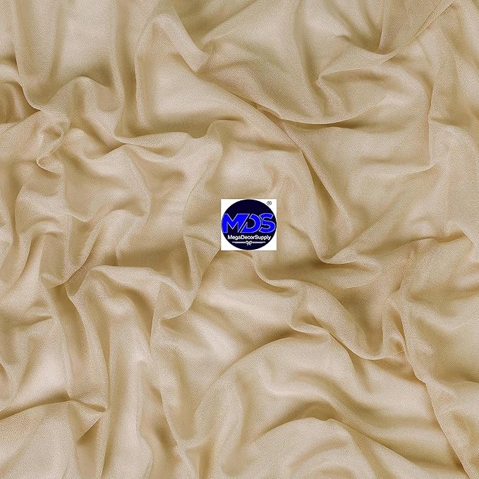 MDS Halloween Chiffon Draping Fabric - 2 Panel, 30" Wide x 100ft Long - Sheer Spooky Arbor & Canopy Drapery for Haunted House Backdrops, Party Ceilings, DIY Costumes & Themed Events - Champagne Gold (Pack of 2)